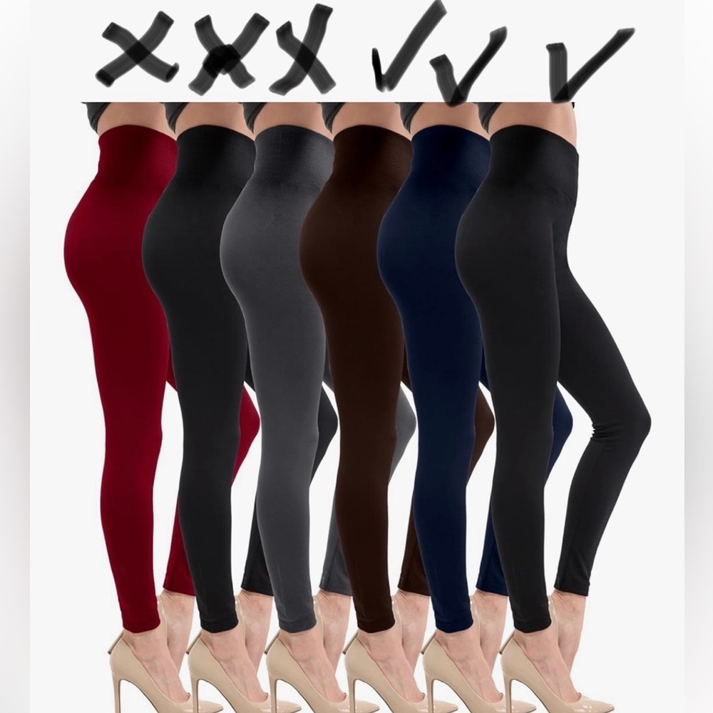 3 pairs women’s fleece lined winter leggings L-XL brown black navy blue NWOT